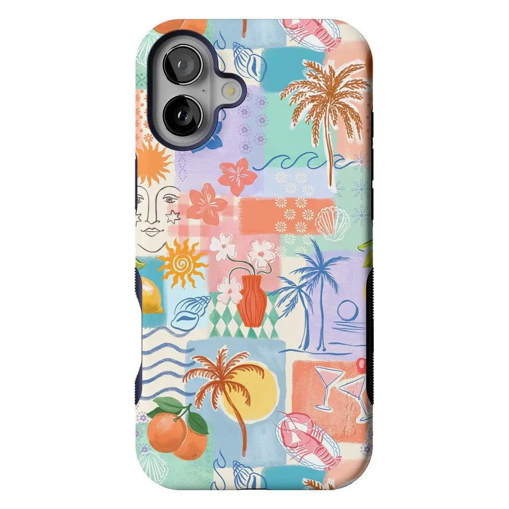 Casely iPhone 16 Case | Tropical Heat | Beachy Collage | Bold Protective Design | Compatible with MagSafe