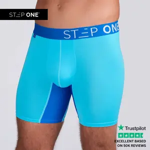 Step One Men's Boxer Brief - Wave Riders, Anti-Chafe, Breathable Bamboo Fabric, UltraGlyde Panels, Hidden Elastic Pouch, Premium Underwear, Athletic Daily wear