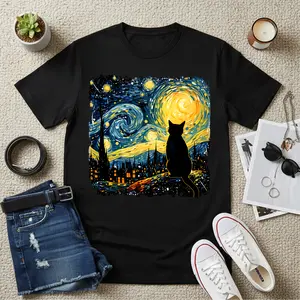 Cat T-Shirt Women Casual Short Sleeve Crew Neck Shirts Round Neck Fashion Casual  Graphic Tee, Women's  Spring  Holida Top