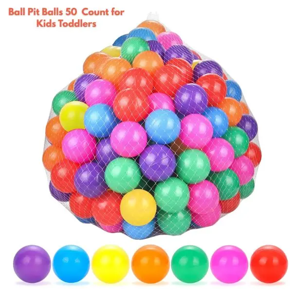 Ball Pit Balls 50 Count for Kids Toddlers, Crushproof BPA Free Plastic Play Balls, Colorful Baby Playpen Balls for Indoor Outdoor Use Easy Clean