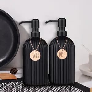 2pcs 500ML Matte Dual-Set Dish Hand Dispensing Bottles, Classification Tags Included, Press-Type Lotion Bottle, /