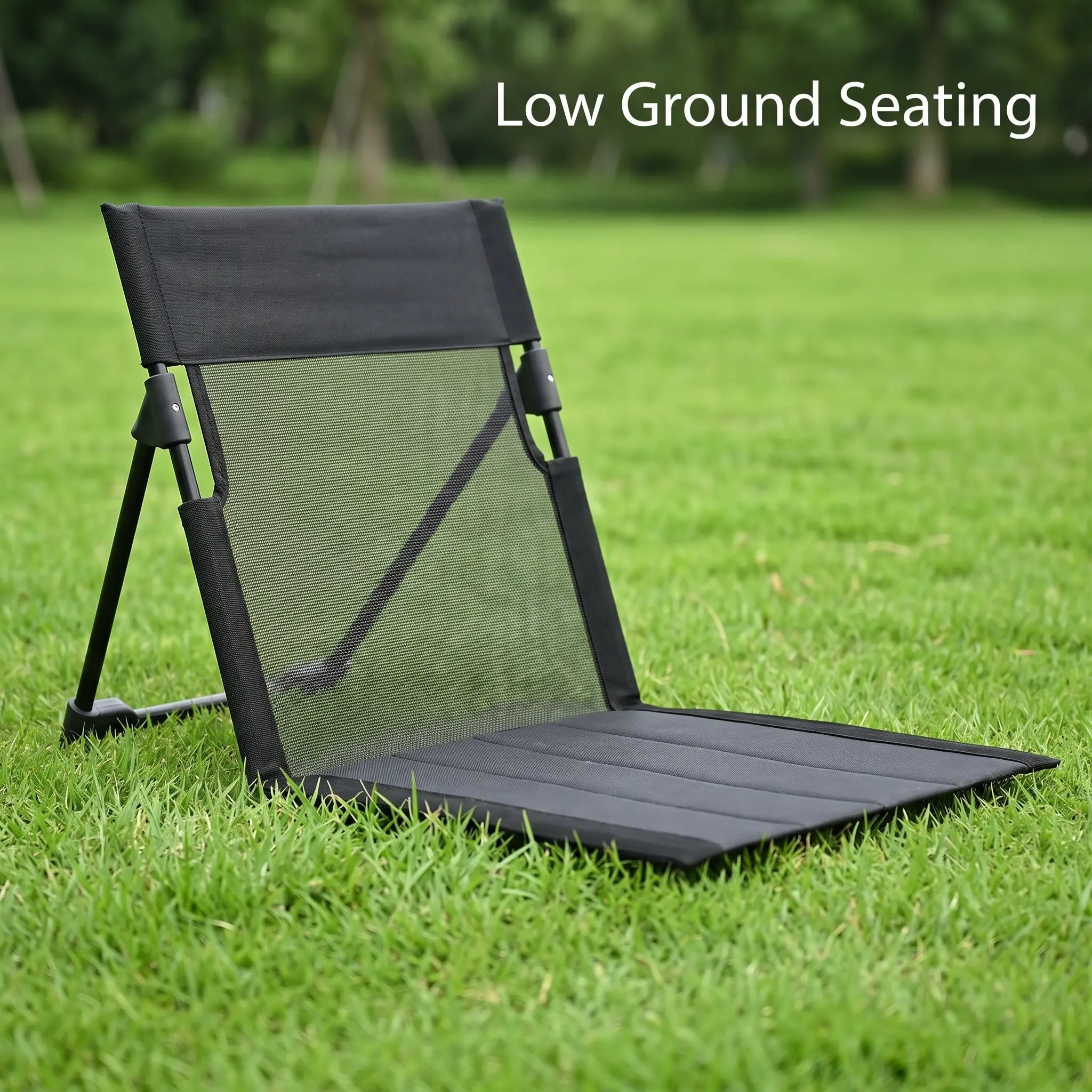 Foldable Poolside Camping Chair with Back Support, Lightweight Portable Folding Chair with Carry Bag, Ground Seating Chair for Pool Edge, Beach, Lawn, Picnic, Travel, Hiking and Outdoor Use