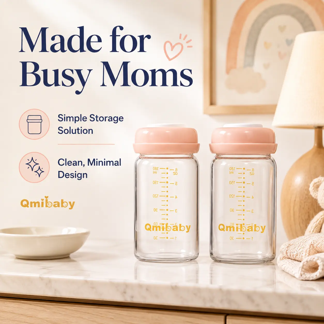 6oz Glass Breast Milk Storage Bottles for Pumping & Nursing Moms, BPA-Free Wide Neck Leakproof Reusable Breastmilk Containers, Fridge Milk Storage, Breastfeeding Essentials, Baby Feeding Prep, Milk Collection & Daily Breastmilk Organization