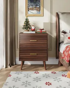 WLIVE Wood Night Stand with 2 Drawers, Mid Century Modern Nightstand, Fluted Bed Side Tablefor Bedroom, Dorm, Living Room End Table