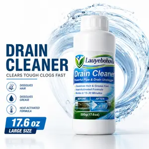 Lauyebohovia Heavy Duty Drain Cleaner & Clog Remover, Fast Acting Hair & Grease Dissolver for Kitchen Sink, Shower & Toilet, 17.6 oz