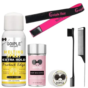 Lace Melting and Holding Spray - Natural Hold for Wigs and Closure, Strong Adhesive Control with Hair Wax Stick and Edge Control  Brush Gel Clear