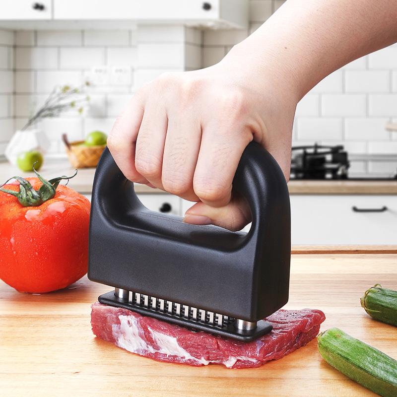 48-needle Meat Tenderizer for Breaking Fibers Creating Holes Enhancing Flavor Household Tool for Pork Beef Steaks Stainless Steel Non-Slip Handle Mallet Kitchen Utensils Black Blade ultra-sharp,stainless,steel blade kitchen meat tenderizer Home Chopper