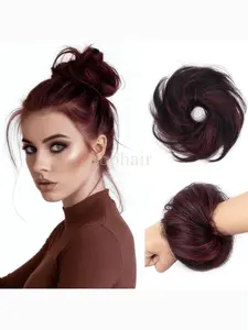 Human Hair Buns Chignon Ponytail Hairpiece Updo Donut Real Hair Extensions Flexible Elastic Band Human Hair Extensions