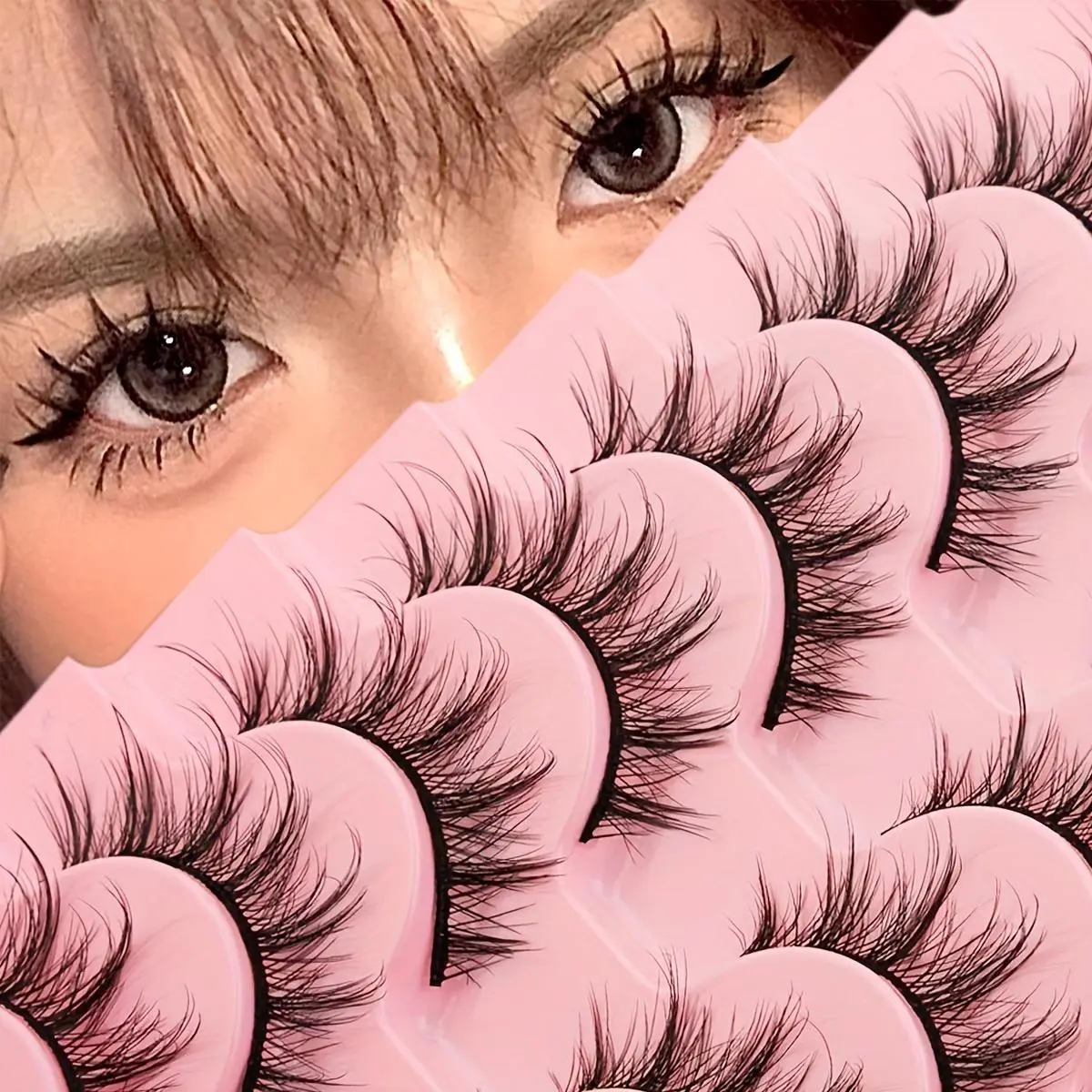 Natural False Eyelashes, Cosmetic False Lashes, Fake Lashes, 7 Pairs Manga Look Faux Cluster Lashes Fluffy Eyelash Clusters Strip Lashes for Lash Extensions, Volumized False Eyelashes