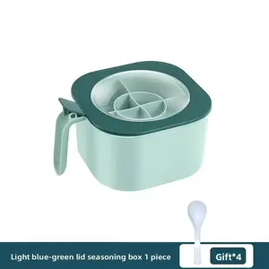Multi-compartment Seasoning Box Set Built-in Oil Dispenser Shaker Practical Kitchen Storage Organizer for Daily Cooking-MM1