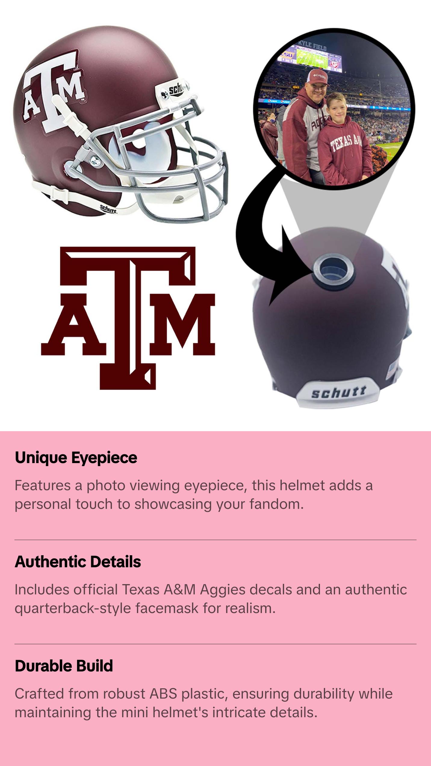 Texas A&M Aggies College Football Collectible Mini Helmet - Picture Inside - FANZ Collectibles