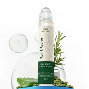 Daze Natural Hair Growth Roll-On Serum | 3% Rosemary, 3% Redensyl, 2% AnaGain| Precision Scalp Applicator| Paraben/Sulphate-Free| Non-Oily| DHT-Care Botanicals| 50ml