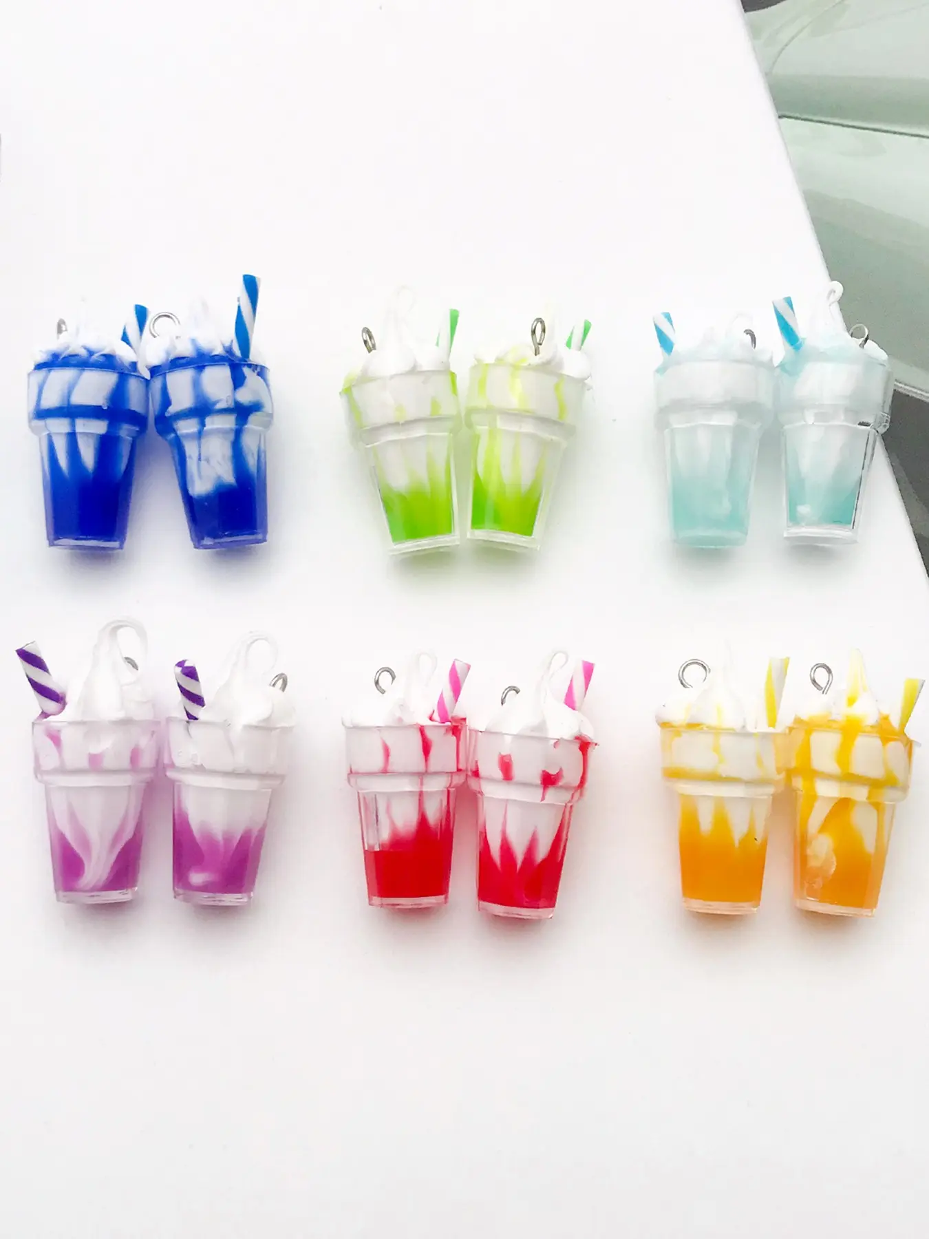 12pcs 3D Resin Cartoon Charms, 6 Colors Cute Ice Cream Charms Pendant, DIY Necklaces Earrings Bracelets Jewelry Making Findings