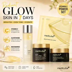 Budget Glow Skincare Set | Glutathione Brightening Toner, Vitamin C Pads & Capsule Cream + Kojic Acid Turmeric Mask for Radiant, Even Skin