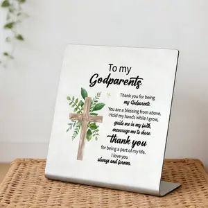Christian Godparent Appreciation Gift, Stainless Steel Keepsake Plaque, Blessing Message for Baptism & Confirmation, Ideal Godparents Gift