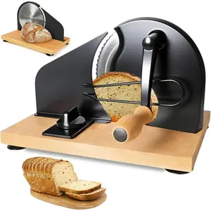 Bread Slicer for Homemade Sourdough Bread,Manual Slicer Making Tools,Adjustable Thickness Knive  with Hand Crank for Sandwich with Scale Line Suction Base, Stainless Steel  (Black)