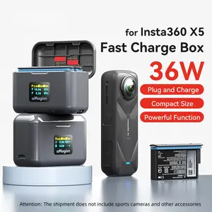 Insta360 X5 Battery Fast Charging Box with Screen, Storage Case for Sports Camera Accessories, Essential Gear for Travel & Outdoor Use