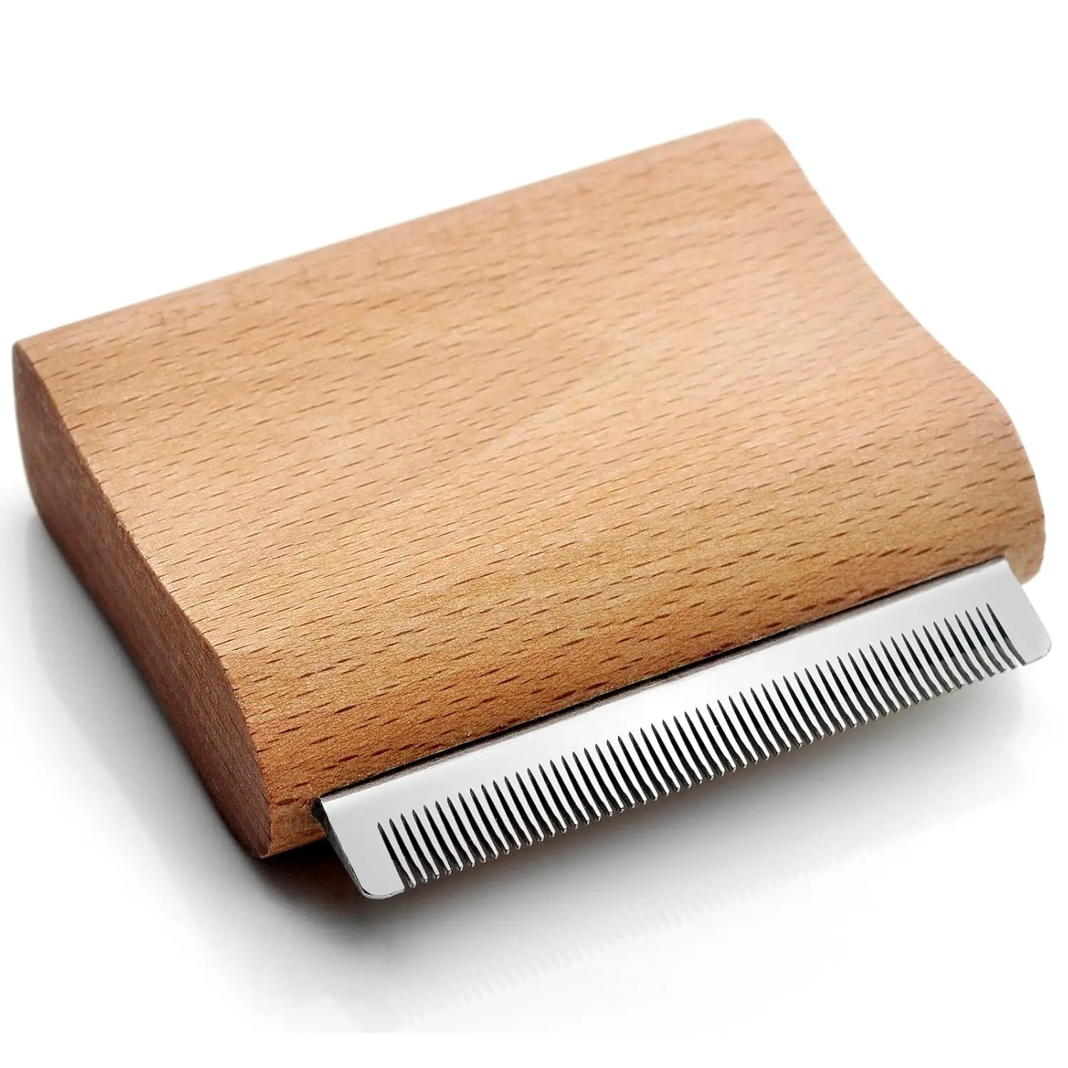 Cat Deshedding Brush with Wooden Handle – Professional Pet Grooming Brush for Cats, Rabbits & Small Dogs, Removes Loose Fur, Undercoat & Shedding Hair, Ergonomic 3-Inch Slicker Grooming Tool