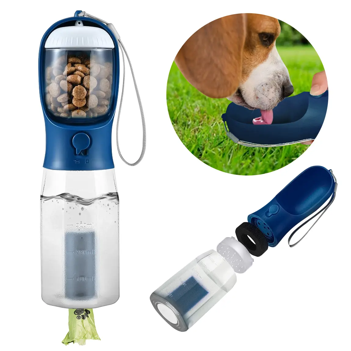 3in1 Pet Water Bottle Dark Blue
