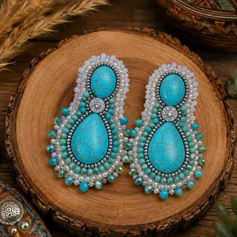 Turquoise Beaded earrings