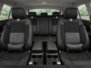 Premium Black Leather Seat Cover Set - 5 Piece with 2 Pillows for Comfort - Soft Material for Elegant Seating Experience