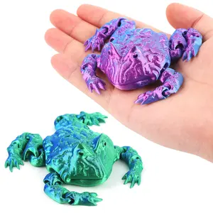3D Printed Artificial Frog Design Toy, 1 Count Colorful Frog Model, Movable Joint Standing Frog Toy, Office Decompression Toy, Novelty Animal Model