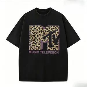 T-shirt Womens MTV Classic Leopard Print Bold Logo Shirt, Music Television MTV Logo Tee, Retro 80s 90s Style MTV Tee, Disneyland Family Matching Tee