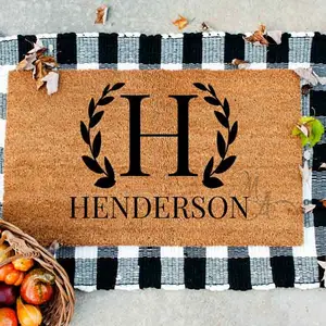 Personalized Monogram Doormat Natural Coir Durable 18x30 inch or 16x24 inch Handcrafted Coconut Fibers UV Printed Textured Surface Slip Resistant Backing