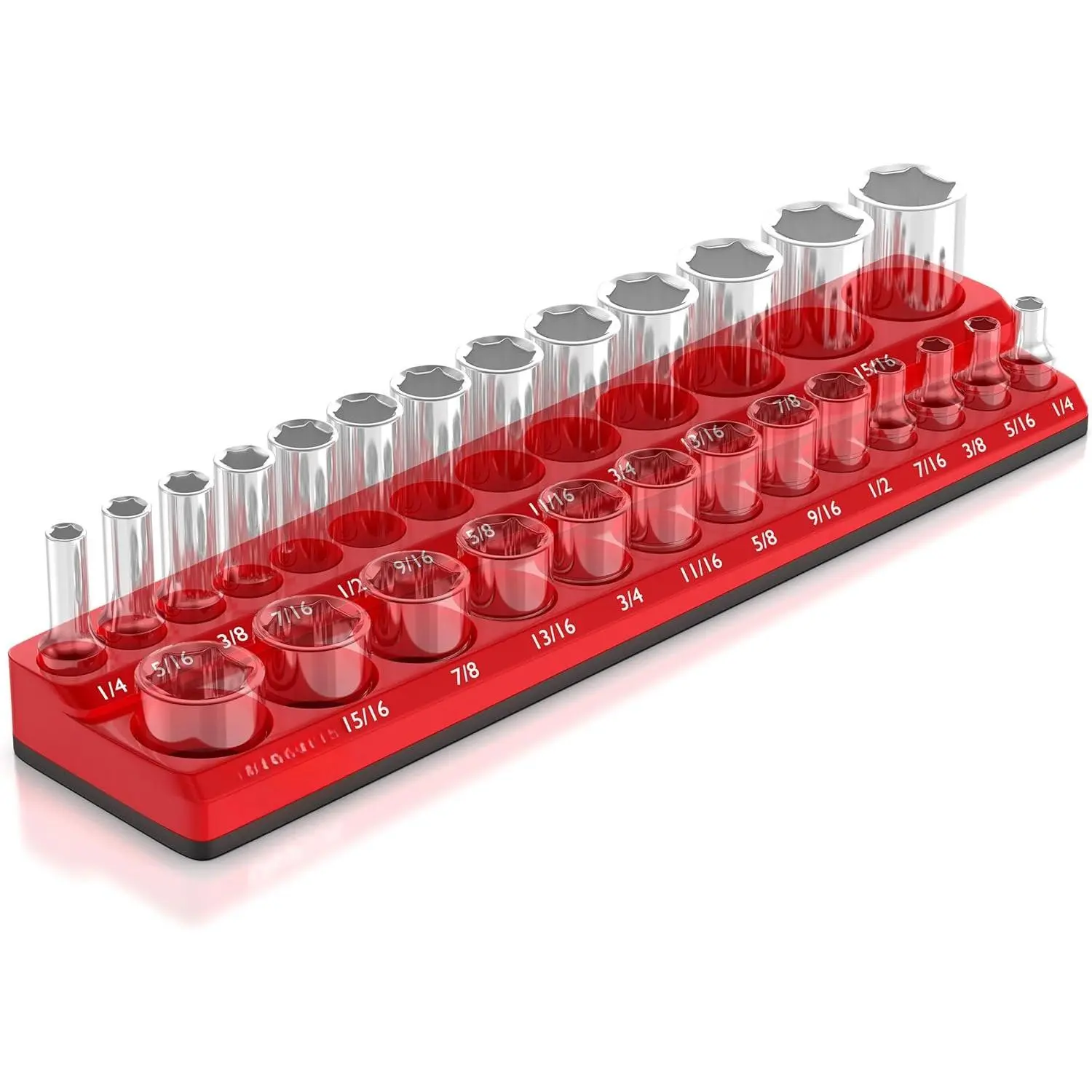 Socket Organizer | 3/8-inch Drive | SAE | RED | Holds 26 Sockets | Professional Quality  Organizer