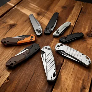 3.2" CPM-154 Folding Pocket Knife, Button Lock EDC Knife with G10 & Aluminum Handle for Camping & Daily Use