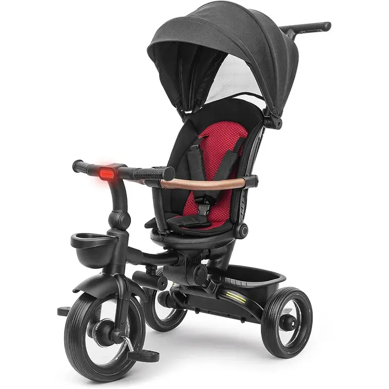 Unisex 7-in-1 Foldable Metal Trike Stroller for 6M+ to 5 Years Old Kids, 1-Step Brake, Folding Pedal, Extended Canopy, Large Waterproof Backpack with Changing Station & Charging Port, Convertible Reversible Design, Headlights (Unisex Use)