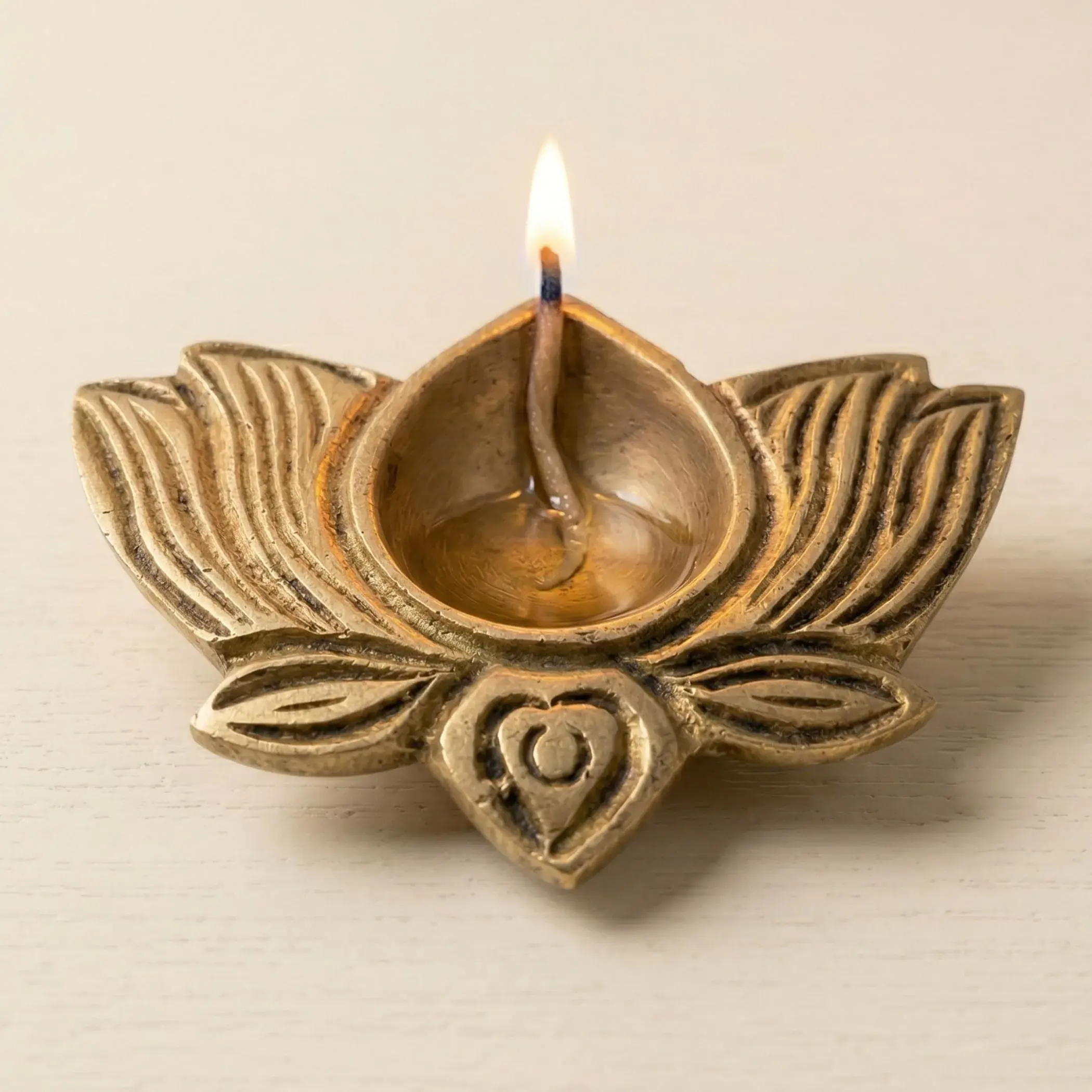 Lotus Brass Finish Diya | Indian Craft Oil Lamp for Pooja, Diwali Decor, Temple Rituals | Sacred Gift of Tradition | Choose Packs of 1, 4, or 20