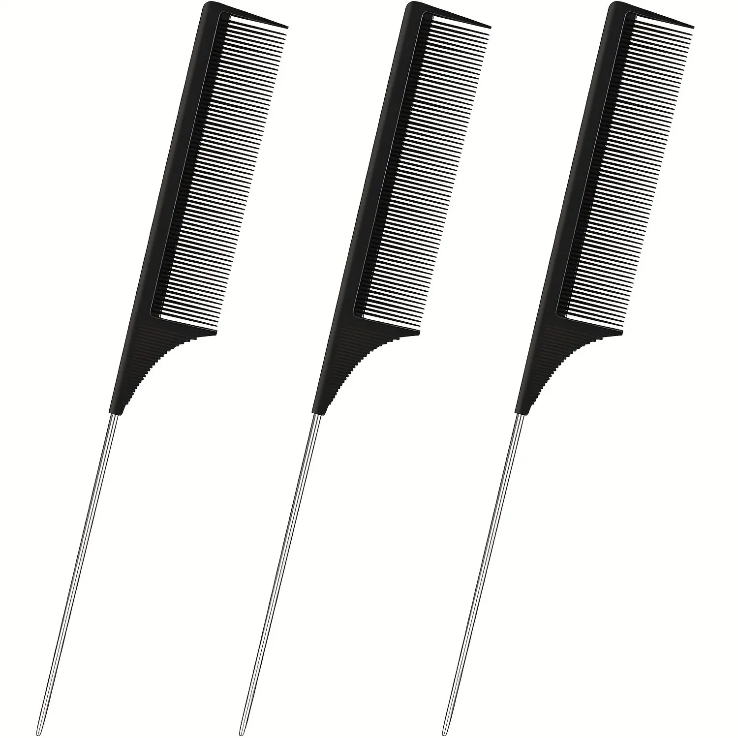 3-Piece Hair Comb Set, Heat-Resistant Carbon Fiber Styling Brush, Fine-Tooth Detangler, / Stainless Steel Tips, Ideal Christmas Gift, Hairdressing Comb, Hair Styling Combs, Hair Detangling Comb