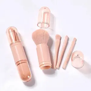 4-in-1 Retractable Makeup Brush Set, 1 Set Multi-use Makeup Brushes, Portable Makeup Tools for Women