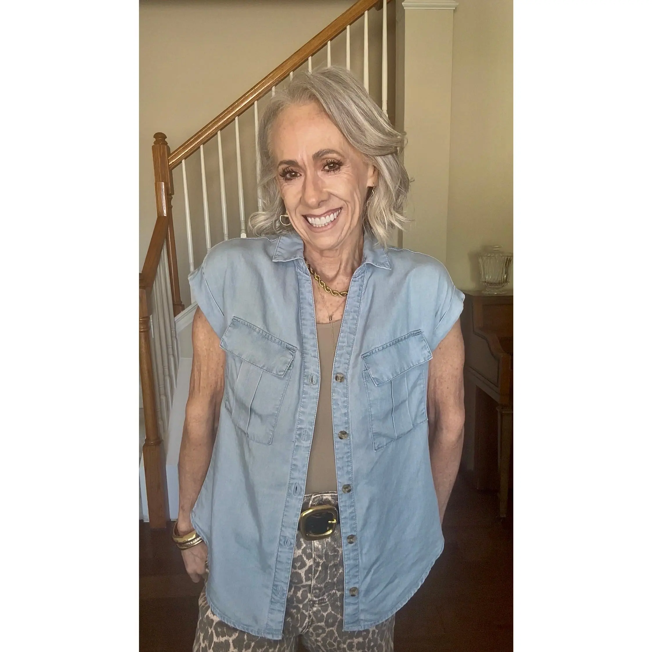 Be Soft Chambray Dolman Button-up