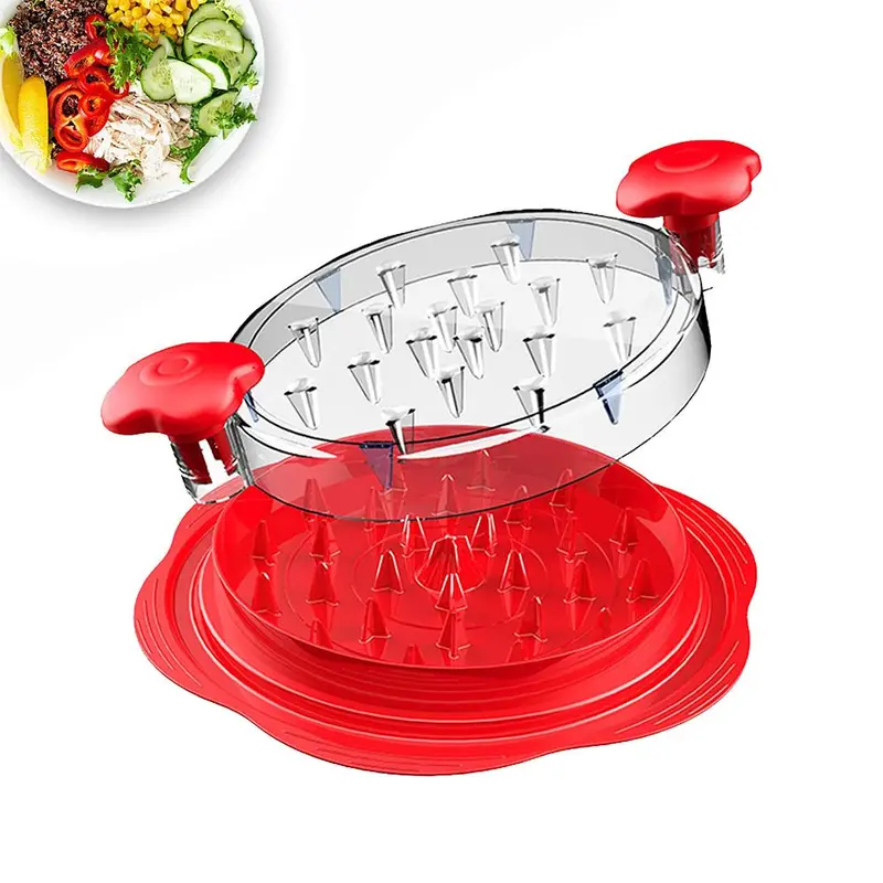 Spin Twist Large-Capacity Chicken Breast Shredder Kitchen Gadget - Transparent Full-View Unit, Heavy Anti-Slip Base Mats, Comfortable Polished Contoured Handle, BPA-Free Cooking Tool for Pork Beef Shreds, Countertop Food Prep Accessory