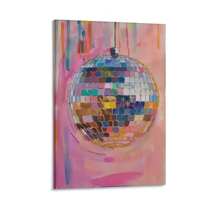 Retro Pink Disco Ball Posters Cool Y2k Aesthetic Canvas Canvas Poster Bedroom Decor Sports Landscape Office Room Decor Gift Frames Ornaments Wall Decoration Artistic Print
