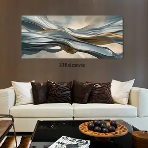 1Pcs Modern Abstract Line Unframed Canvas Wall Art Blue Gold Gradient Painting Living Room Bedroom Study Home Decor Minimalist Modern Style Wall Art
