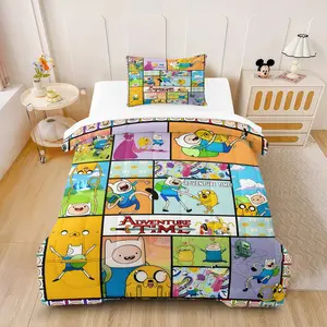 Adventure Time Comforter Set (2/3-Piece, 1 Comforter + 1-2 Pillowcases, No Pillow Inserts Included), Character Collage Print, Soft Bedding, Perfect for Bedroom Decor, Ideal Gift for Adventure Time Fans