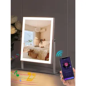 Makeup Mirror With Bluetooth Player,11.8" X 9.8" Vanity Mirror With LED Lights With Smart Touch Controls For Gorgeous Rooms And Bedrooms,Detachable 10x Magnifying Mirror, White Decor Elegant Gift Christmas Decoration