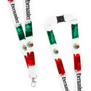 Personalized Mexican Artistic Flag Lanyard - Custom Mexico Long Lanyard Badge Holder with Breakaway Clasp