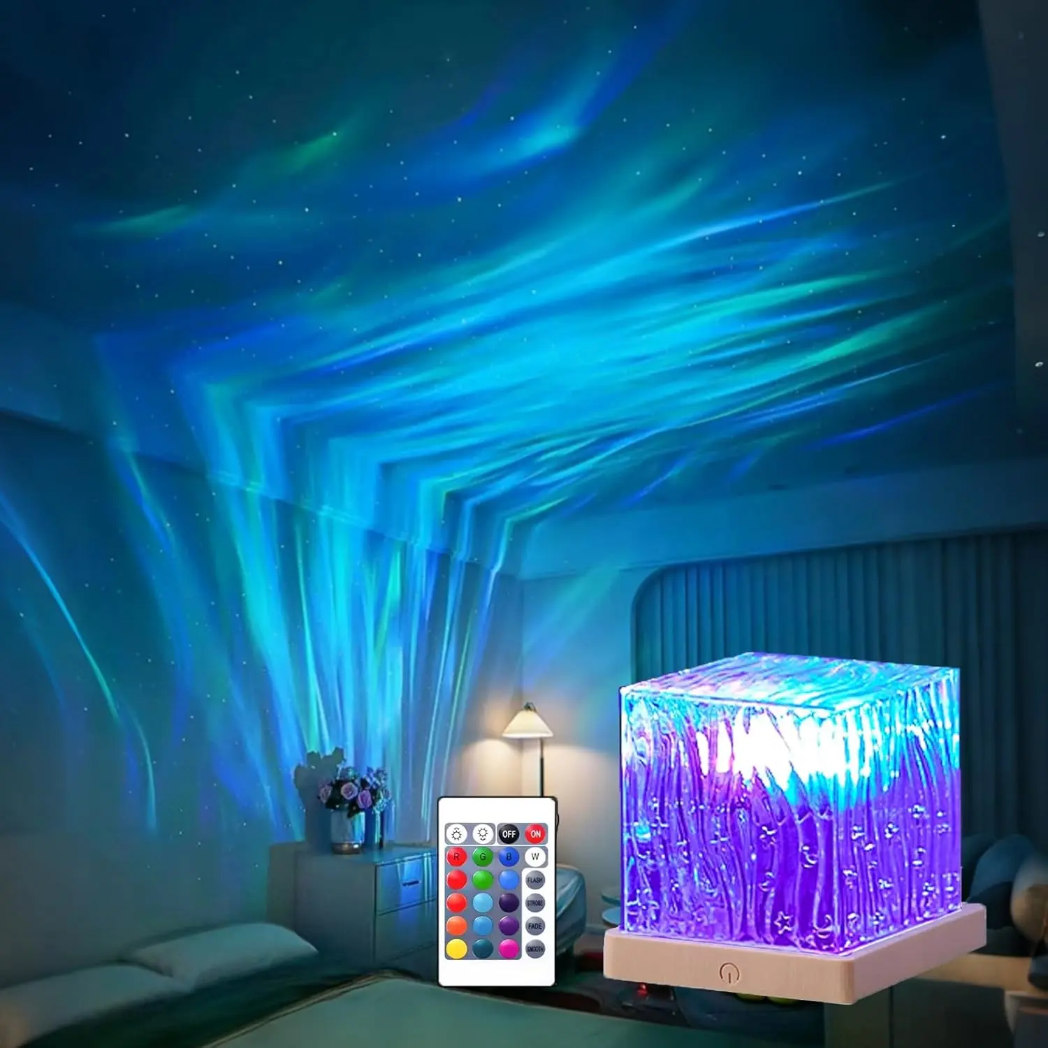 Northern Lights Projector, 16 Colors Rechargeable Aurora Light Projector & Mood Lighting Galaxy Lamp, App Remote Night Light for Bedroom, Gift for Teenage Girls Room Decor(Plug-in)