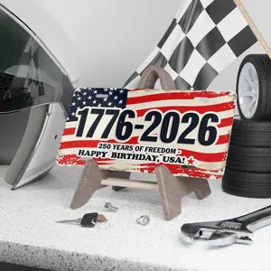 Patriotic USA Vanity Plate: 250 Years of Freedom, Aluminum License Plate