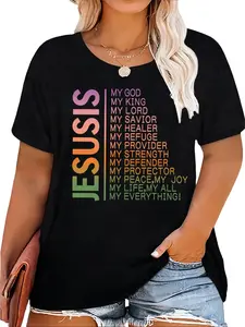 Trust In The Lord Washed Christian T-Shirt for Women Vintage Graphic Tee Oversize Faith Casual Streetwear Shirts Women Summer Outfits Plus Size Inclusive Soft Breathable Cotton Relaxed Fit Long Sleeve t shirts women oversized tshirt women