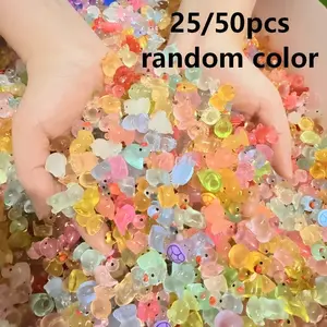 25pcs/50pcs Glow-In-The-Dark Resin Animal Decorations Set, Random Resin Animal Gifts, Festive Animal Figurines for Pots, Aquariums, Christmas, Rabbits