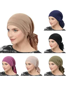 Women's Fashion Casual Hat, Elastic Scarf Cap, Pure Color Short Tail Arc Shape, Head Wrap Hat, Chemotherapy Hat, Turban