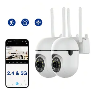 360° Dual-band WiFi Security Camera, 2.4GHz ~ 5GHz Wireless Frequency Security Camera with Human Detection, Color Night Vision, Spotlight Alarm, Auto Patrol, 2-way Audio, Cloud/SD Storage for Home Office Warehouse