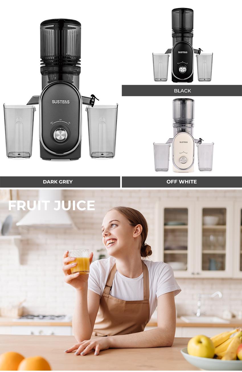 SUSTEAS Juicer Machine Cold Press Juicer 5.3 Inch Large Feed Opening Slow Masticating Machine High Yield Easy to Clean Whole Fruit Juicing SUSTEAS Juicer Machine Cold Press Juicer 5.3 Inch Large Feed Opening Slow Masticating Machine High Yield Easy to Clean Whole Fruit Juicing