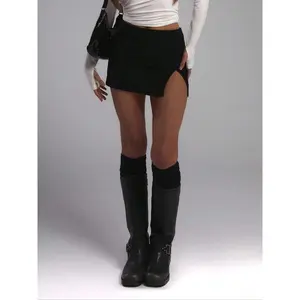 Y2K women’s low-rise micro mini skort (skirt with built-in shorts), sexy stretch fabric, slim fit, basic summer garment