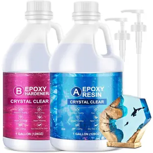 No Bubble Epoxy : 2 Gallon  Clear Anti-Yellowing Self-Leveling High-Gloss Resina Epoxica for Casting and Coating DIY Art,Table Top,Molds, Making,Craft Kits for Adults